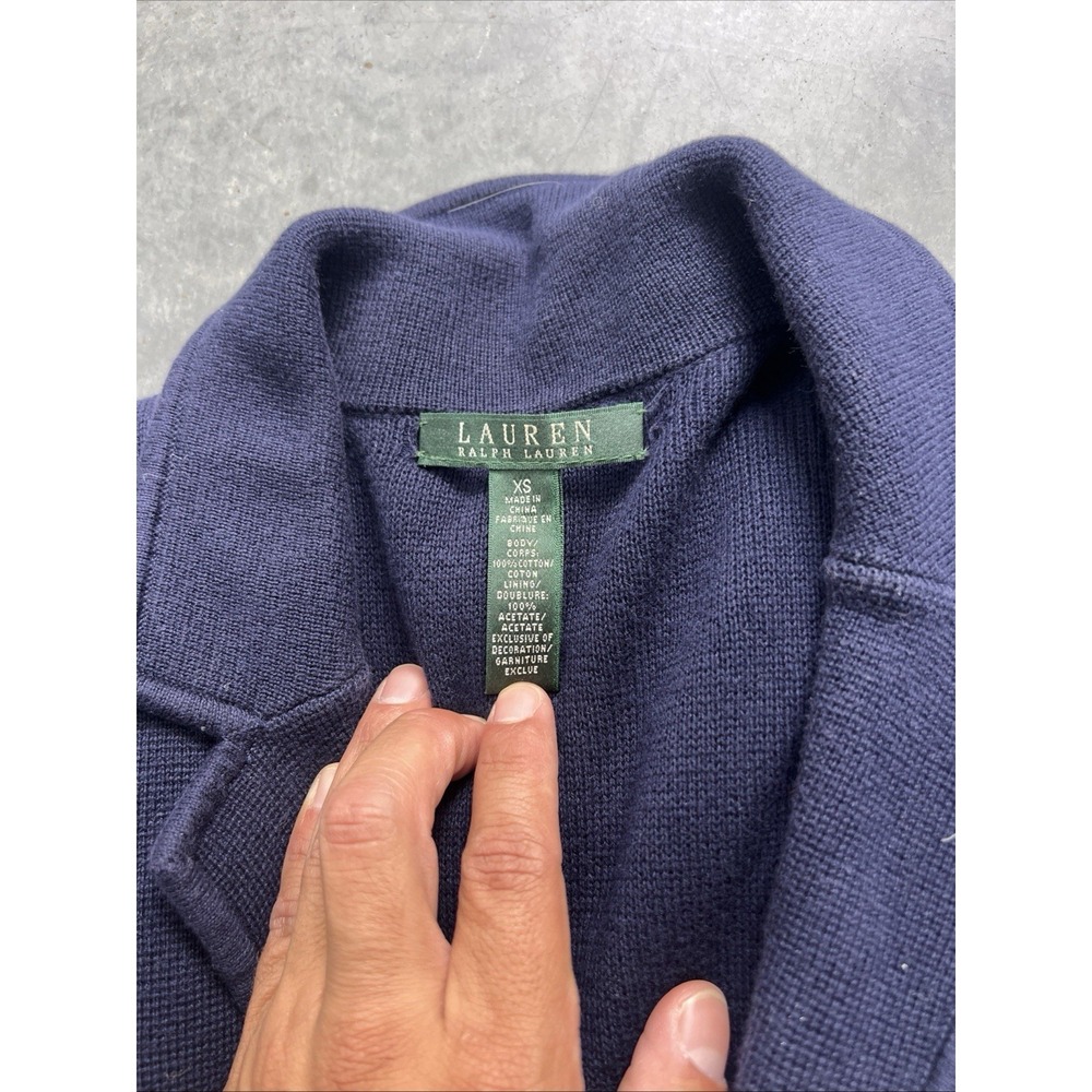 Ralph Lauren cardigan  Sweater Navy Crest Logo Patch Classic Preppy Xs Sku325 - Picture 8 of 9